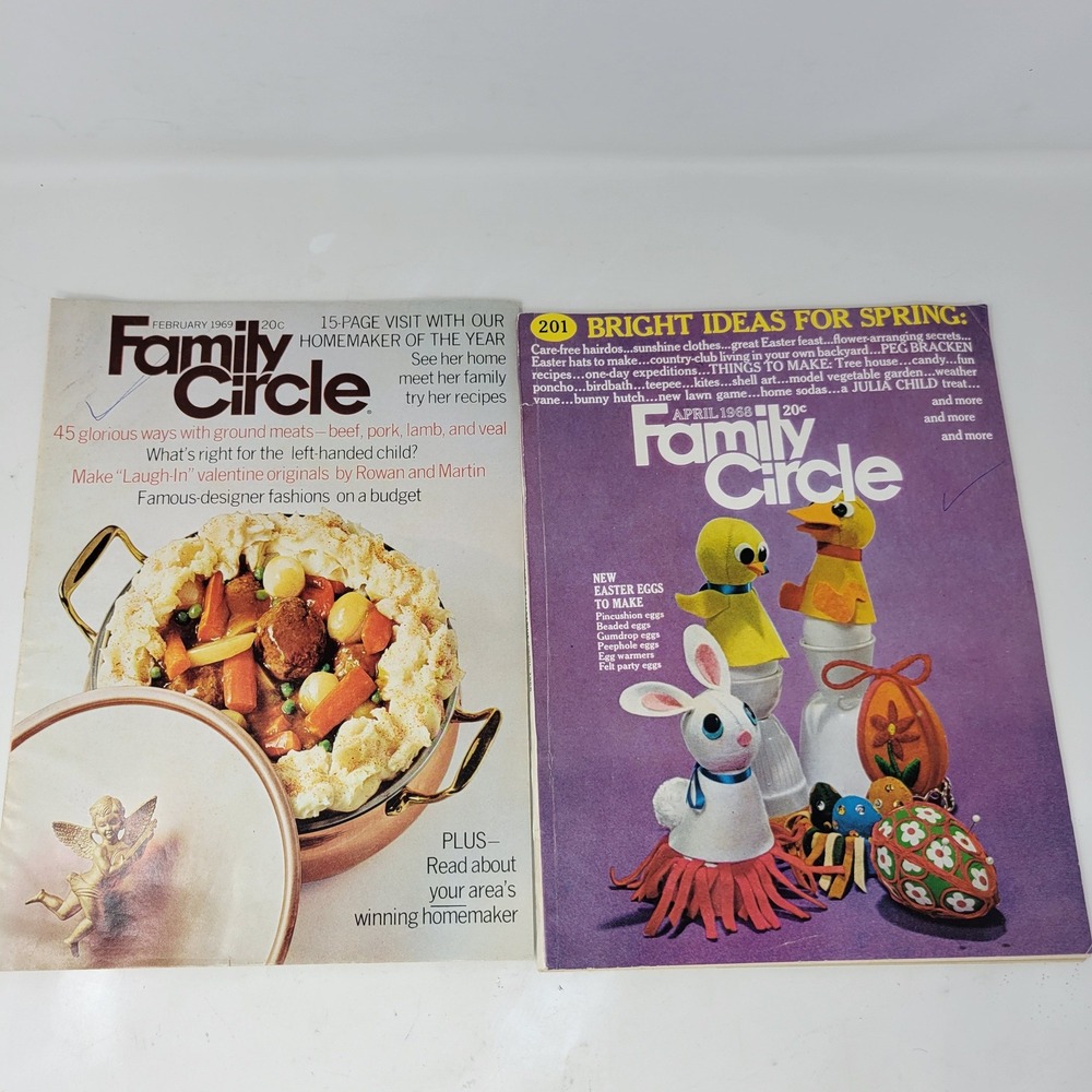 Vintage Family Circle Magazine Lot April 1968 February 1969 1960s Lifestyle Ads